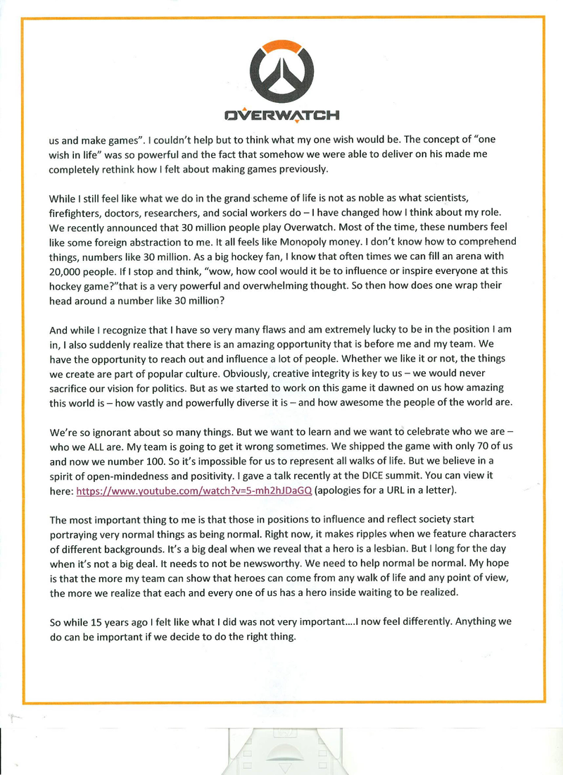 Illustration for article titled Overwatch Fan's Letter To Jeff Kaplan About Black Women Gets Heartfelt Response